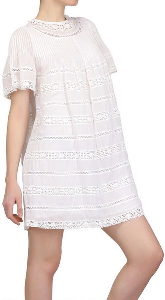 Etoile Isabel Marant Lace On Cotton Voile Dress in Pink (white) | Lyst