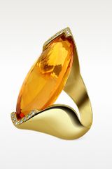 Forzieri Orange Gemstone and Diamond Yellow Gold Fashion Ring