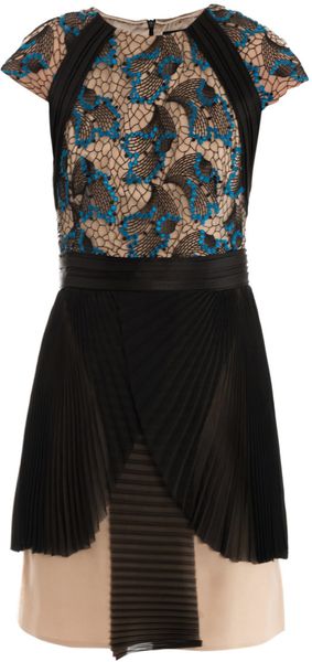 Marios Schwab Embroidered and Pleated Dress - Lyst