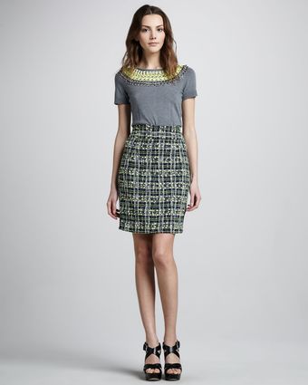Milly Plaid Pencil Skirt - Lyst