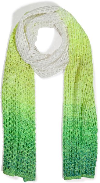 Missoni Lemon Greenwhite Mesh Linencottonblend Scarf - Lyst