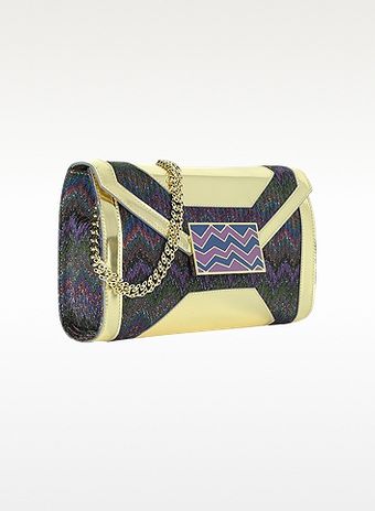 Missoni Metallic Fabric and Leather Shoulder Bag - Lyst