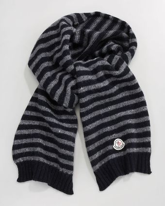 Moncler Striped Scarf Graynavy - Lyst