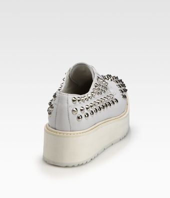 Prada Studded Leather Laceup Platform Oxfords - Lyst