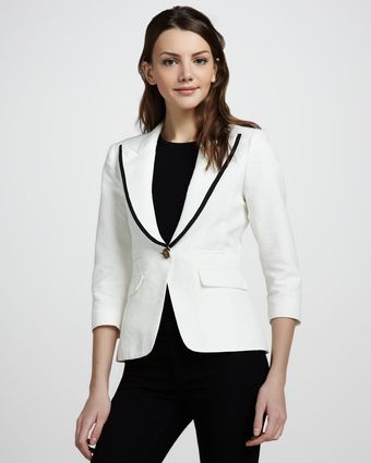 Smythe Swiss Dot Contrast Tape Blazer - Lyst