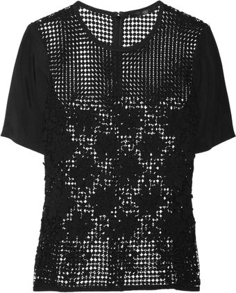 Tibi Basia Cottonlace Top - Lyst