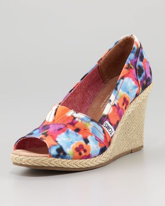 Toms Oahu Floral Espadrille Wedge - Lyst