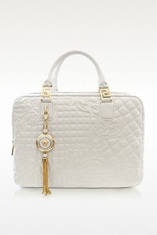 Versace Demetra Vanitas Large White Quilted Leather Satchel - Lyst
