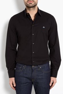 Vivienne Westwood Black Stretch Poplin Slim Shirt - Lyst
