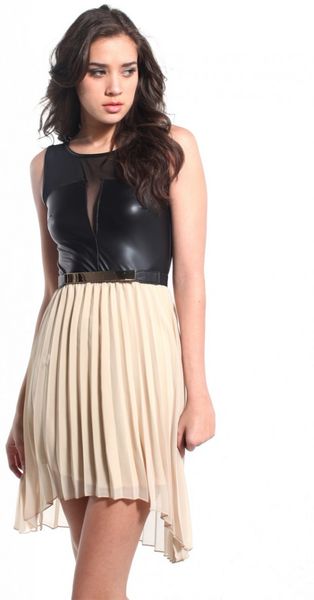 Akira Accordion Pleated Pleather Dress - Lyst