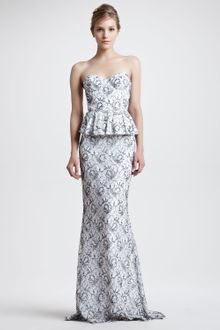 Alice + Olivia Penelope Strapless Peplum Gown - Lyst