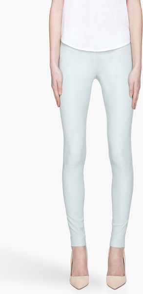 Mackage Mint Green Buffed Leather Navi Leather Stretch Legginhs - Lyst