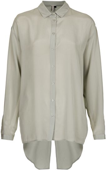 Topshop Premium Silk Slash Back Shirt - Lyst