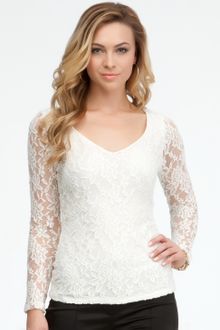 Bebe Double Vneck Lace Top Web Exclusive - Lyst