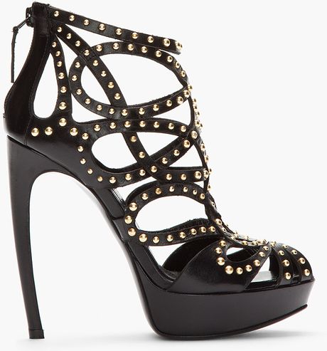 leather caged heels