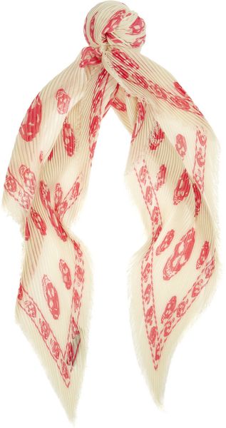 Alexander McQueen Pleated Skull Print Modal Scarf - Lyst