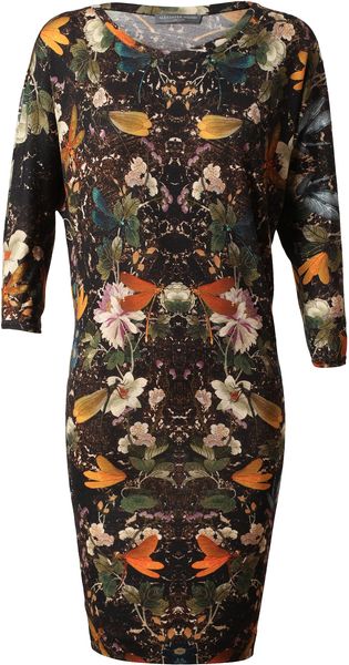 Alexander McQueen Floral Printed Wool Dress - Lyst