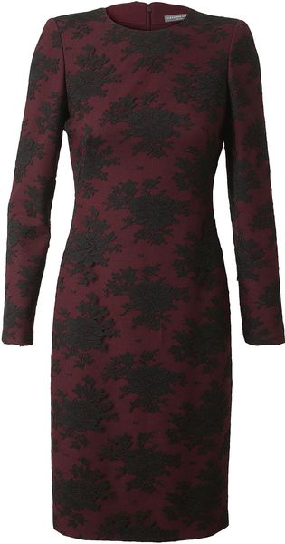 Alexander McQueen Layered Crepe Wool and Lace Dress - Lyst