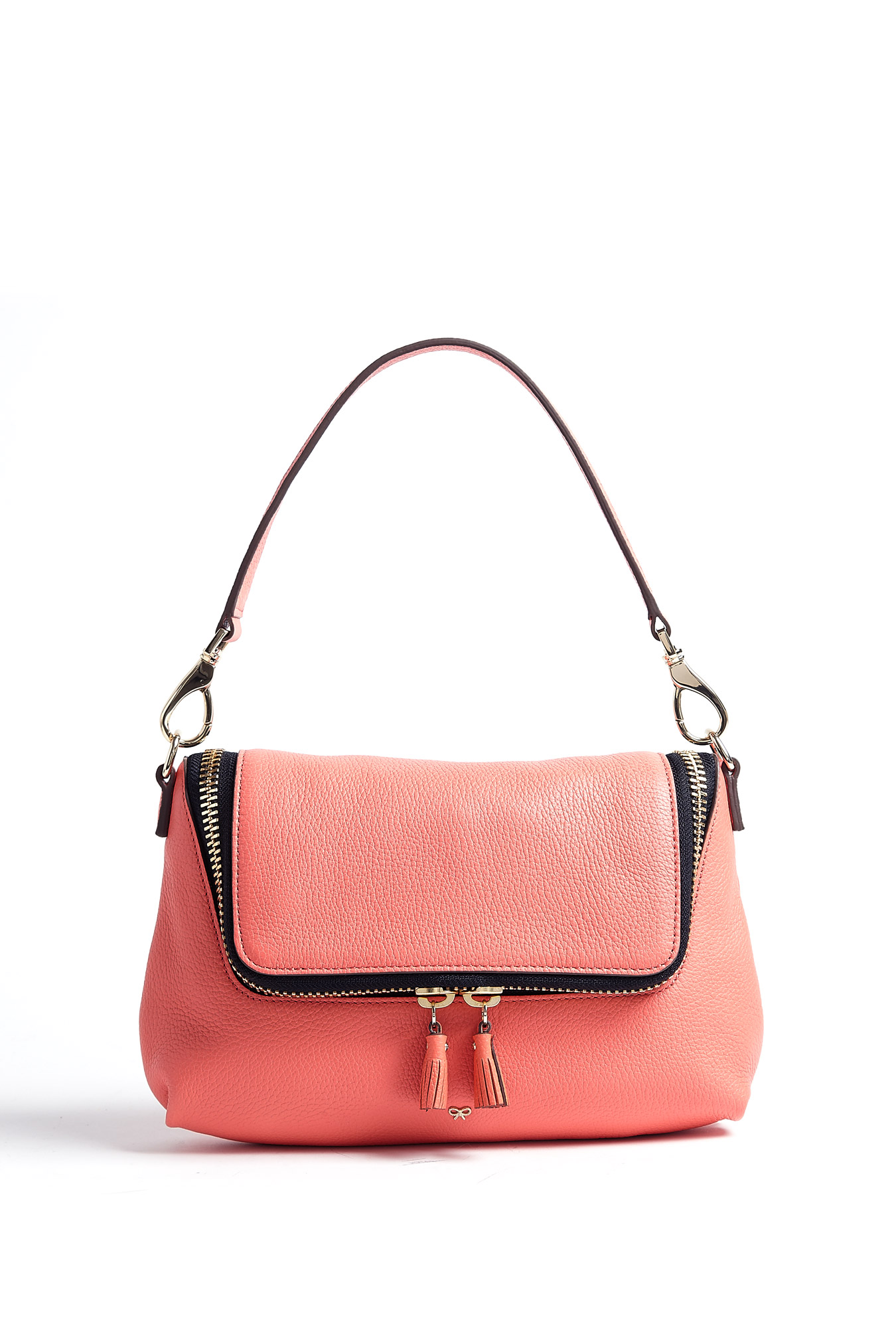 Anya Hindmarch Maxi Zip Cross Body Leather Shoulder Bag in Pink (coral) | Lyst