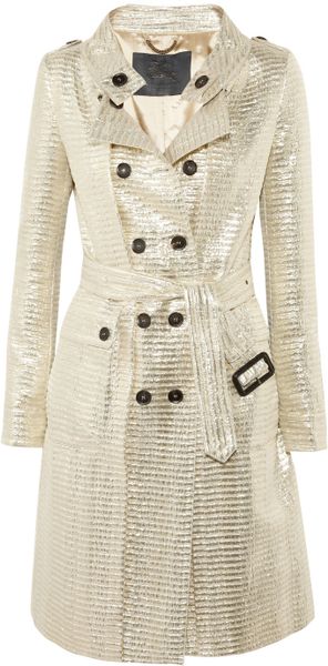 Burberry Prorsum Metallic Jacquard Trench Coat In Gold | Lyst