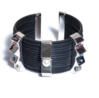Delfina Delettrez Zircon Pearl Rubber Infinity Bracelet - Lyst