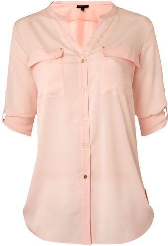 Episode Roll Sleeve Crew Neck Blouse - Lyst