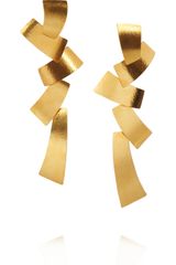 Herve Van Der Straeten Hammered 24karat Goldplated Tiered Earrings