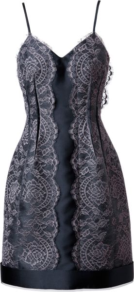 Lanvin Lace Trimmed Cocktail Dress - Lyst