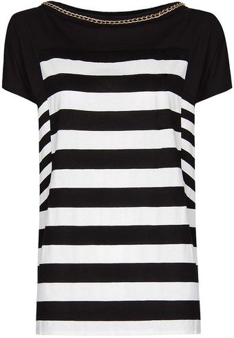 Mango Chain Striped Tshirt - Lyst