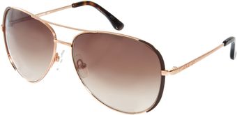 Michael Kors Brown Rose Gold Aviator Sunglasses - Lyst