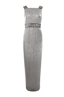 marchesa notte silver embroidered gown