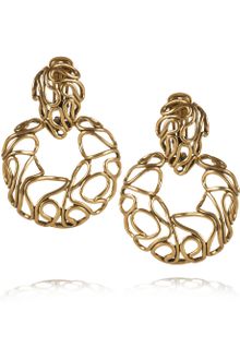 Oscar de la Renta Gold Plated Clip Earrings - Lyst