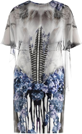 Prabal Gurung Chiffon Cape Crepedechine Dress - Lyst