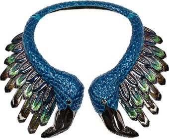 Roberto Cavalli Ruthenium Plated Swarovski Crystal Flamingo Necklace - Lyst