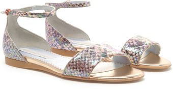 Stella McCartney Oleo Faux Python Sandals - Lyst