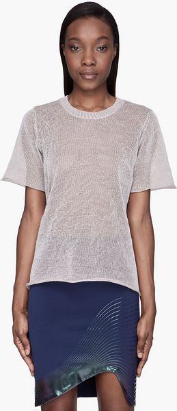 Dion Lee Pale Taupe Light Reflective Knit T-Shirt - Lyst