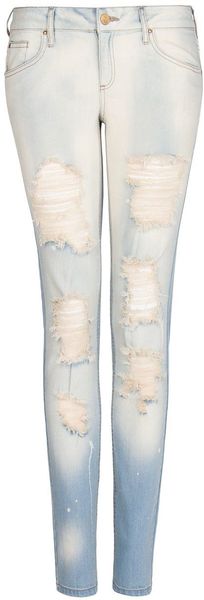 Mango Distressed Super Slim Jeans - Lyst