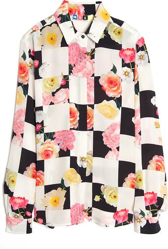 MSGM Checker Floral Top - Lyst