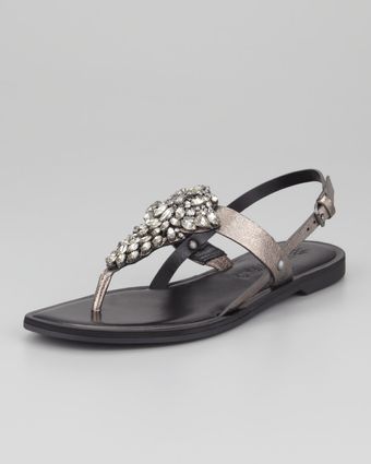 Vera Wang Avy Crystal Tstrap Sandal - Lyst