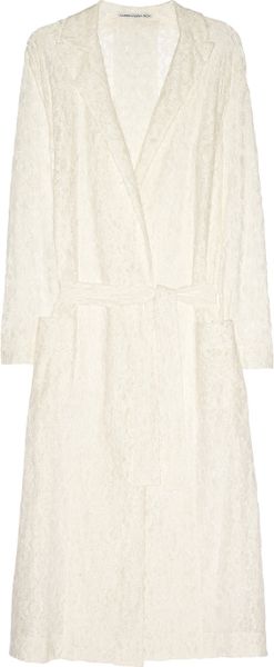 Alessandra Rich Belted Cottonlace Trench Coat - Lyst