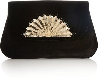 Chloé The Éventail Suede Clutch - Lyst