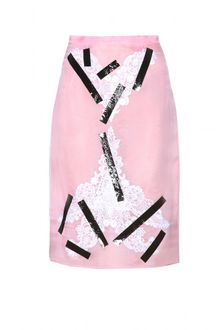 Christopher Kane Silk Skirt with Lace Appliqué - Lyst