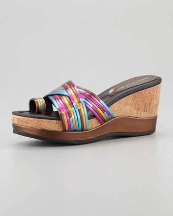 Donald J Pliner Lettie Metallic Wedge Sandal - Lyst