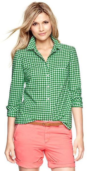 Gap Shrunken Boyfriend Gingham Shirt - Lyst