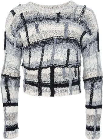 James Long Cropped Graphic Knit Sweater - Lyst