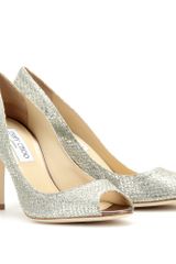 Jimmy Choo Evelyn Glitter Peeptoe Pumps