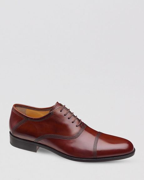 Johnston  Murphy Newell Leather Cap Toe Oxfords in Brown for Men ...