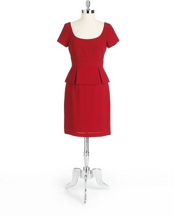 Kay Unger Textured Peplum Dress - Lyst