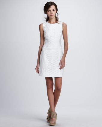 Laundry By Shelli Segal Lace Detail Linen Dress - Lyst