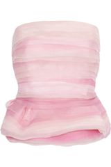 Oscar de la Renta Tiered Silk-Organza Peplum Bustier